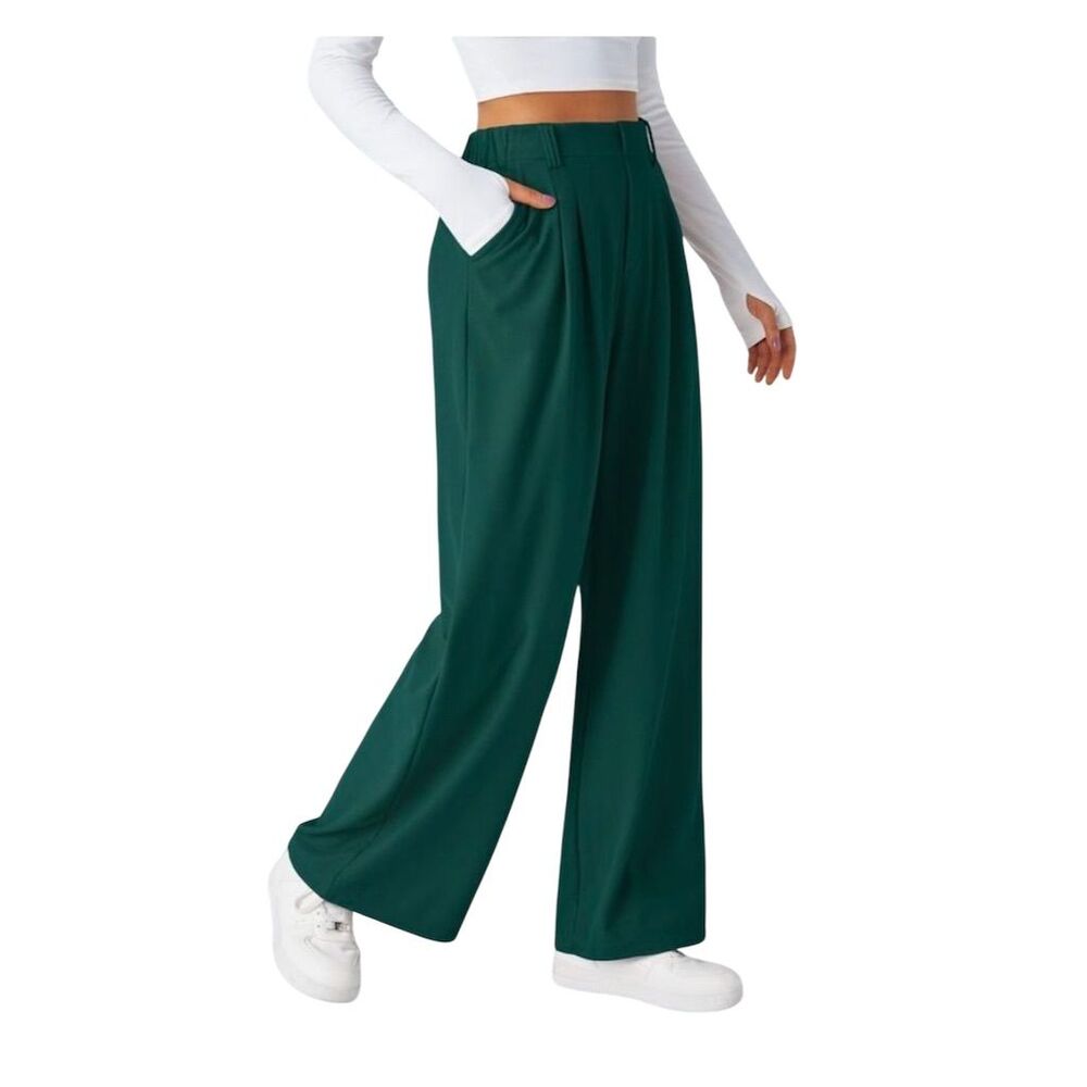 HALARA Wide Leg Pants in Deep Green